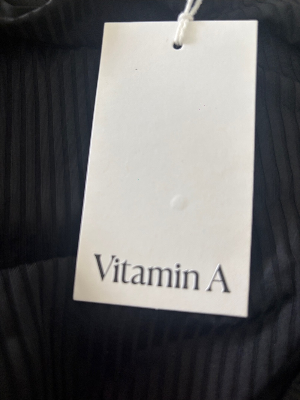 NWT Vitamin A Black Ribbed Bikini Bottoms with Hold Side Ring-Size M - Picture 4 of 5